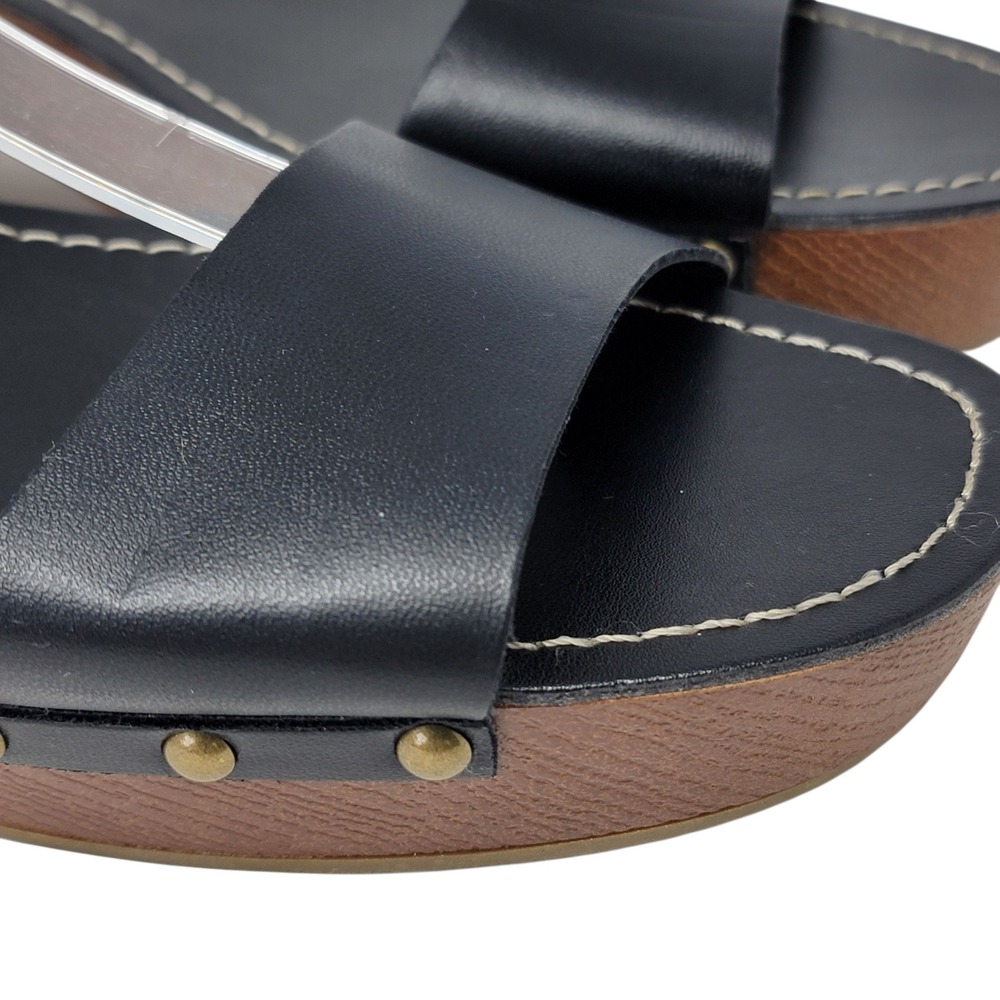 American‎ Eagle Sandals Size 9 Black Strappy Block Heel Studded Buckle Strap New - Picture 4 of 14